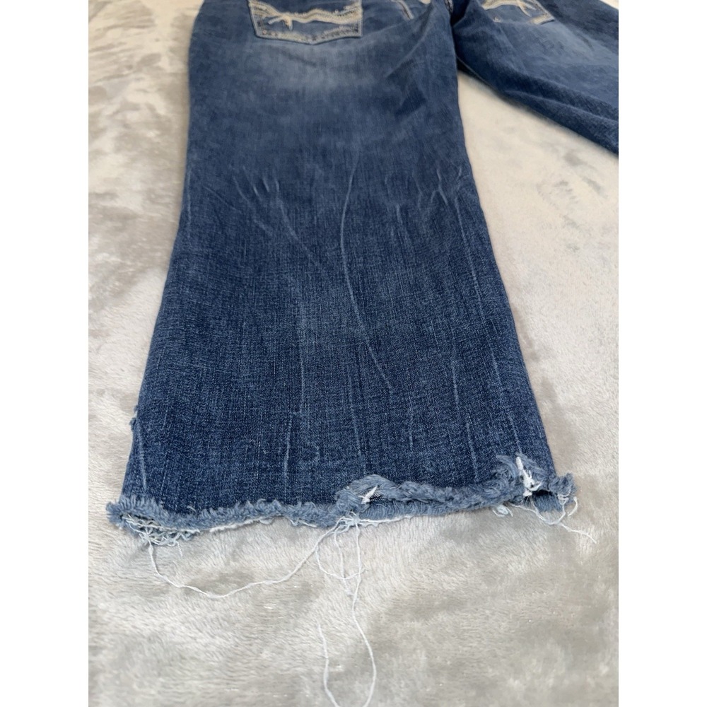 Rhythm‎ In Blues Cutoff Capri Jeans Sz 10 Mid Rise Stretch Med Wash Thick Stitch - Picture 14 of 16